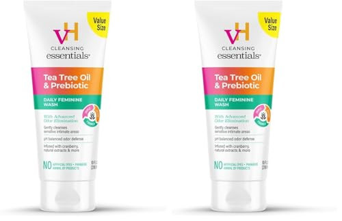 vH essentials Daily Feminine Wash - 10 Fl Oz - Odor Eliminating Vaginal Wash with Tea Tree Oil,Prebiotics and Cranberry,gentle cleanser + pH balancing,(Pack of 2) | Amazon (US)