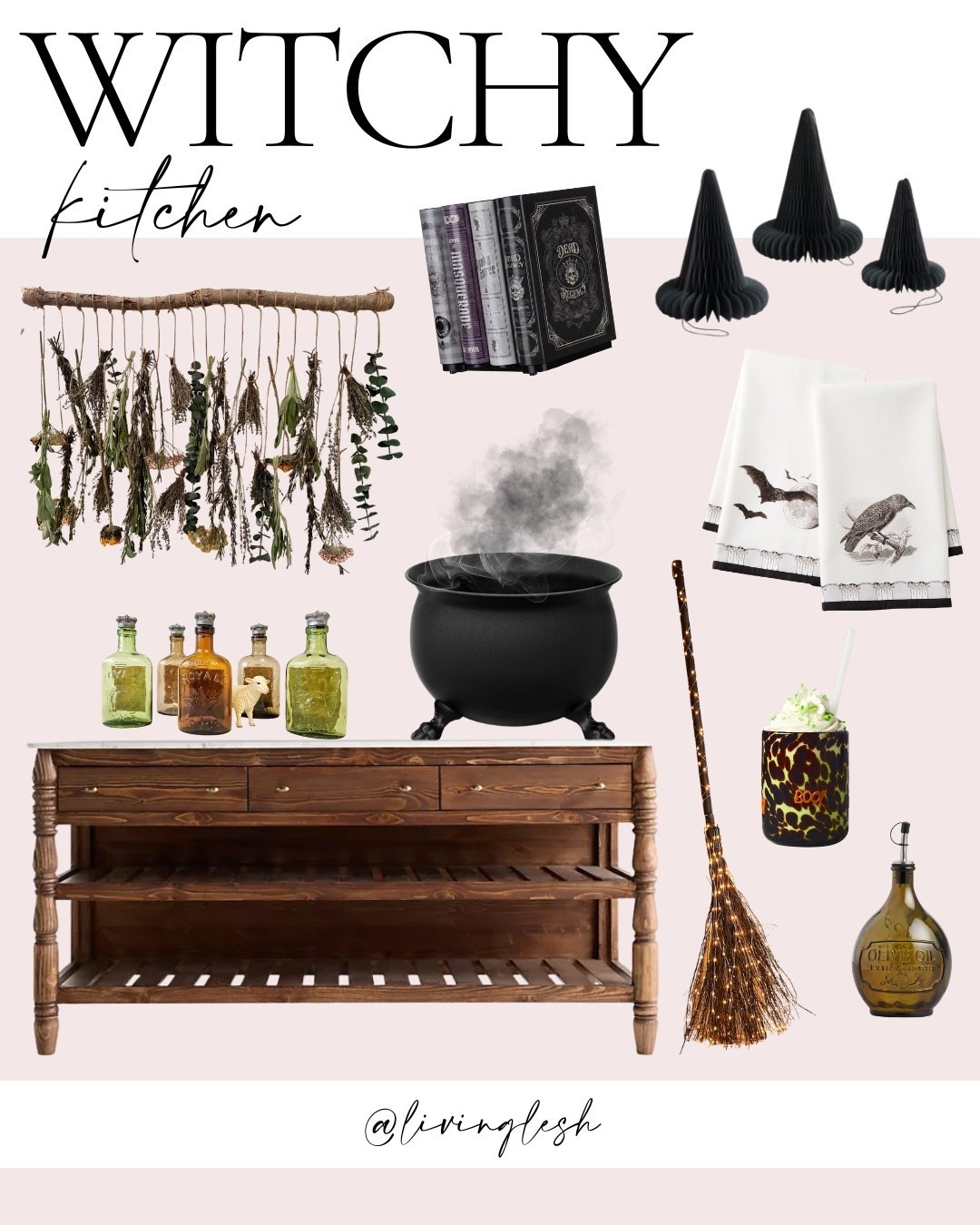 Witchy kitchen | potion kitchen decor | kitchen decor | home finds | Halloween home decor | Halloween home | couldron | witch hats | spice hanger | witch broom

#LTKHome #LTKSeasonal #LTKFindsUnder100