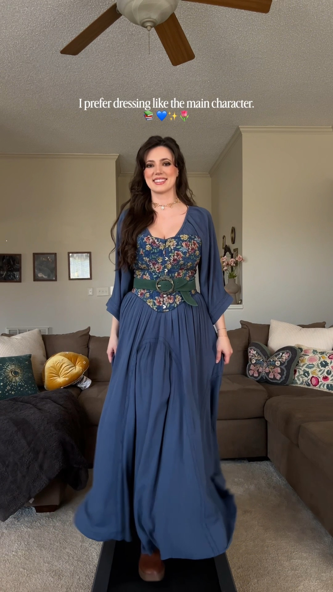 Whimsical spring maxi dress outfits. 💙✨ decided to grab my favorite maxi in one of the new colors - dark denim - and I have zero regrets about it. 

Dress is TTS or you can comfortably go one size down. 

#LTKSeasonal #LTKootd