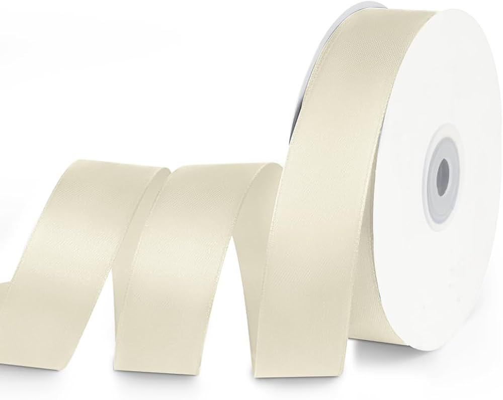 1" x 50 Yards Satin Ribbon - Ivory Silk Ribbon with Spool - Ideal for Gift Wrapping, Floral Bouqu... | Amazon (US)
