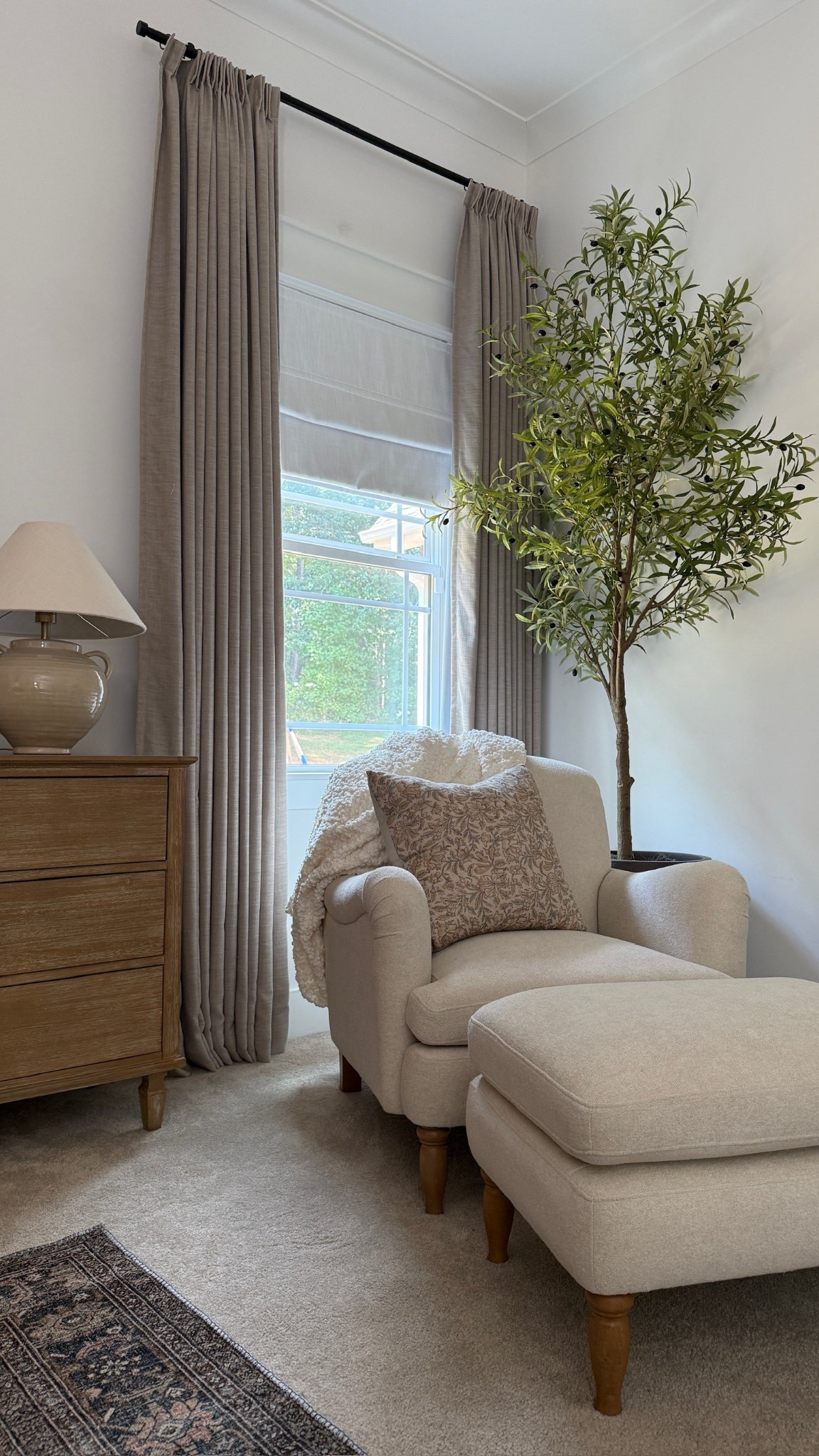 Neutral and classic cozy corner in our primary bedroom🤍

#LTKFindsUnder100 #LTKHome #LTKSeasonal