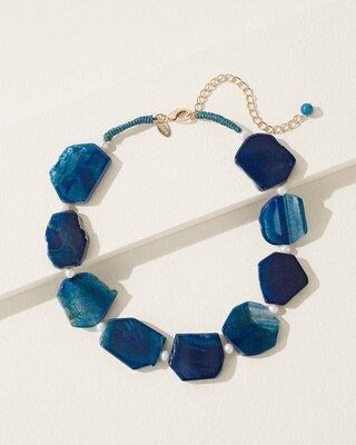 Navy Shell Agate Bib Necklace | Chico's