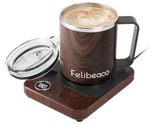 Coffee Mug Warmer & Mug Set for Desk, Electric 36W Coffee Cup Warmer with Auto Shut Off/Timer, Smart Coffee Mug Heater with 16oz Cup for Home/Office, Heated Coffee Cup Gifts for Coffee Lovers,Wood | Amazon (US)