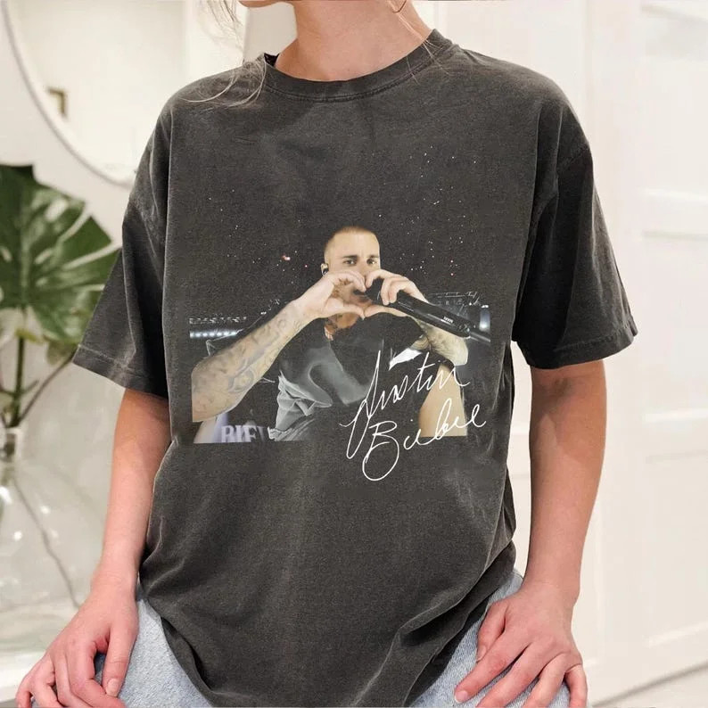 Justin Heart Sign Vintage T-Shirt, Retro Bieberchella Music Shirt, Tour 2026 Tee, Unisex Cotton G... | Walmart (US)