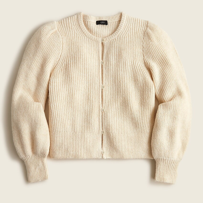 Puff-sleeve lightweight alpaca blend cardigan sweater | J. Crew US