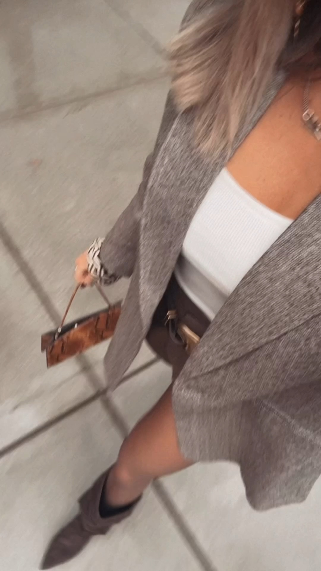 Night out with the fam! Blazer paired with mini shorts, chocolate brown tights, and an anima print bag  

#LTKdayinmylife #LTKSeasonal #LTKOver40