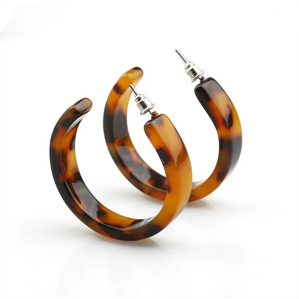 ✪ Acrylic Marbled Earring Leopard Round Hoop Earrings Women Tortoise Shell Jewelry | Walmart (US)