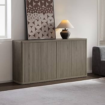 SICOTAS Buffet Cabinet with Storage Accent Sideboard with 4 Doors 66.3" Wide Fluted Credenza Mode... | Amazon (US)