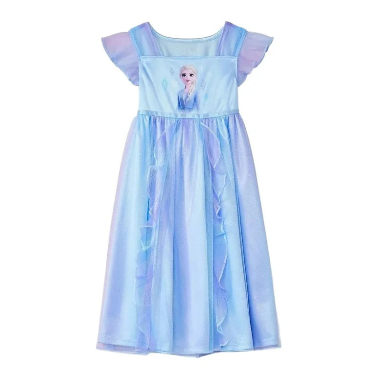 Frozen Elsa Toddler Girl's Blue, Purple Satin And Tulle Ombre Nightgown, Gown, Size 3T | Walmart (US)