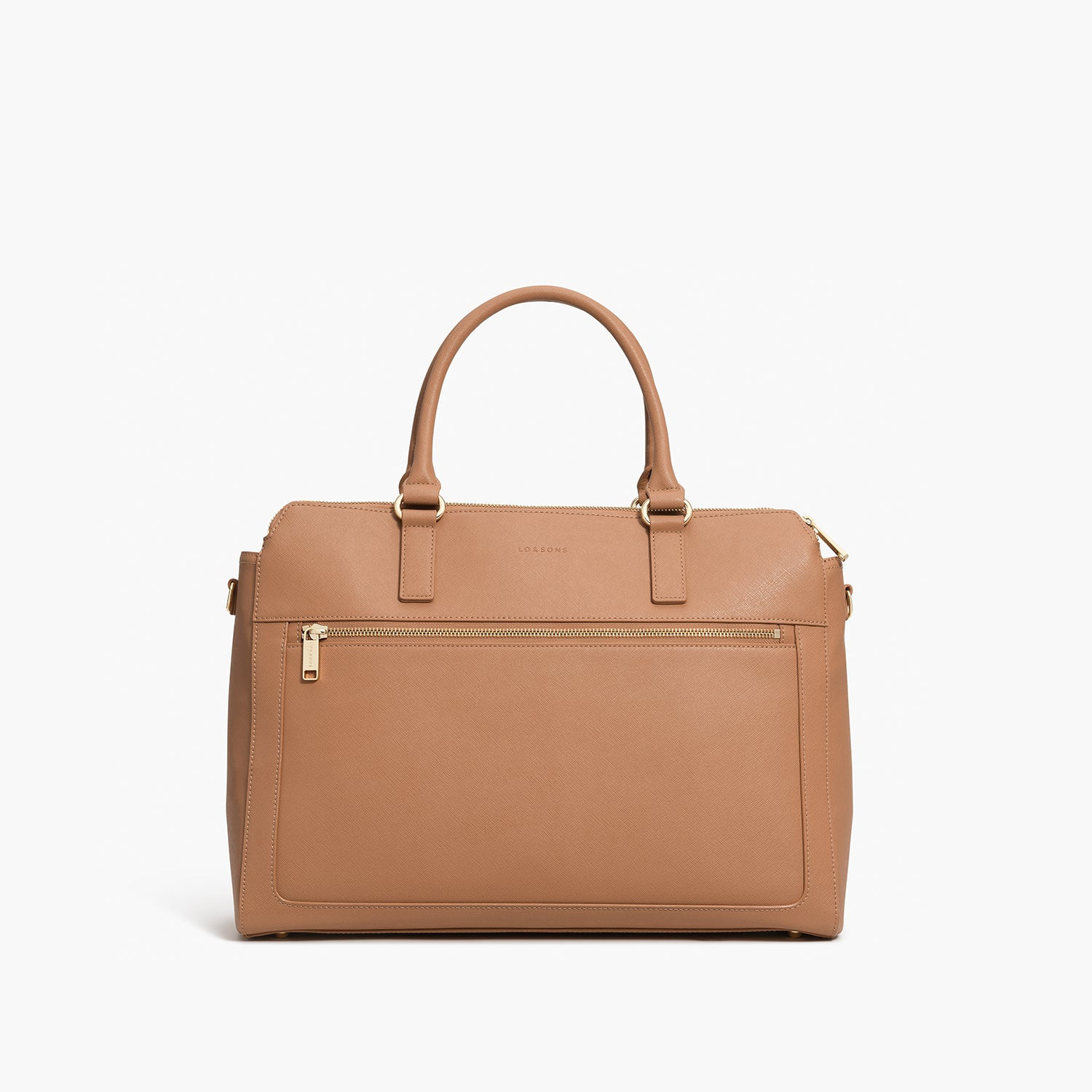 Lo & Sons Trinity Womens Laptop Tote Bag - DarkTan/Gold/Camel | Lo & Sons