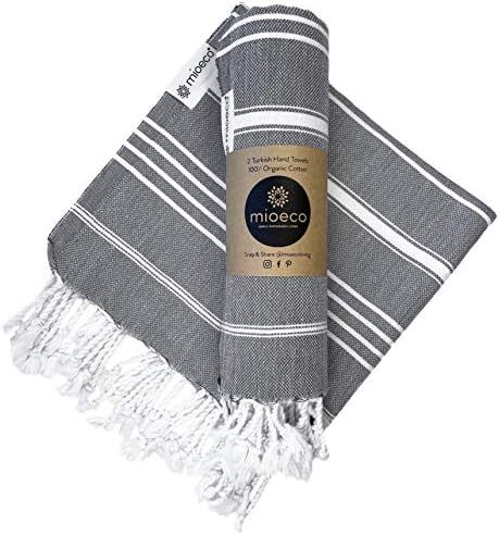 Authentic Cotton Turkish Hand Towel - Classic Luxury Set of 2 - 100% Organic Decorative Hand Towe... | Amazon (US)
