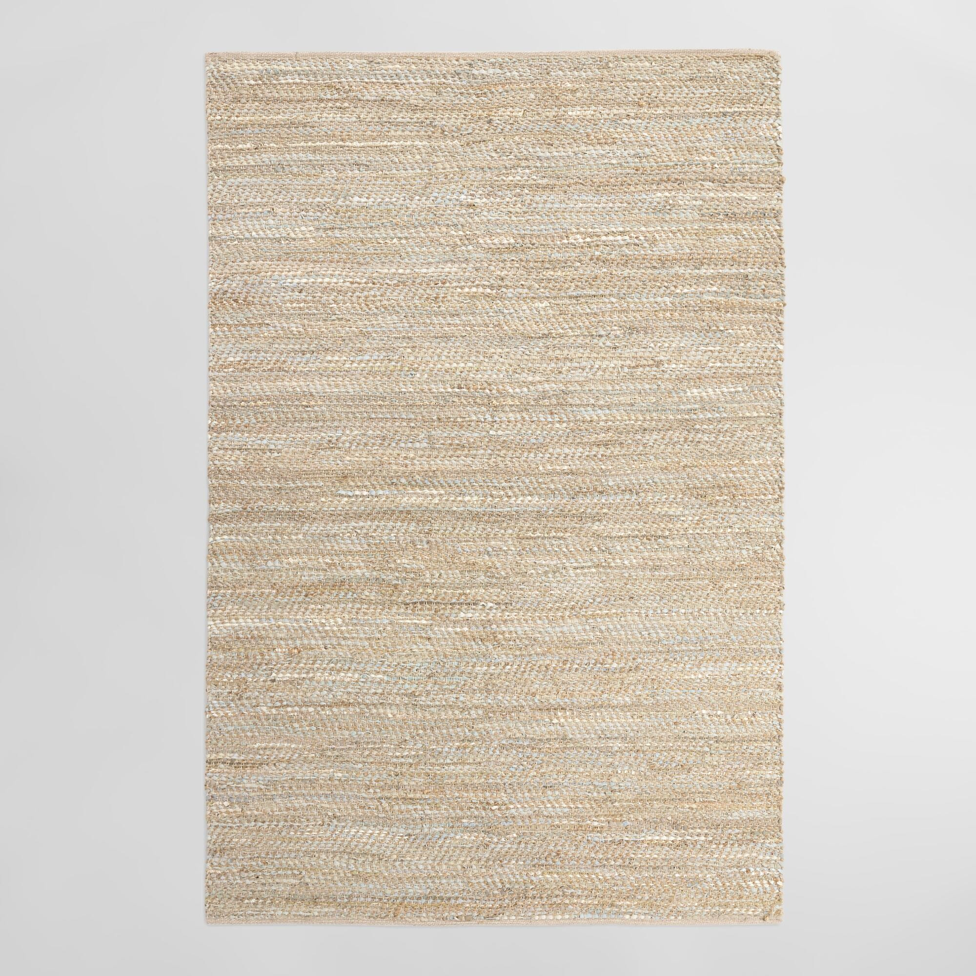 Metallic Gold and Ivory Leather and Jute Woven Area Rug - 3' x 5' by World Market | World Market