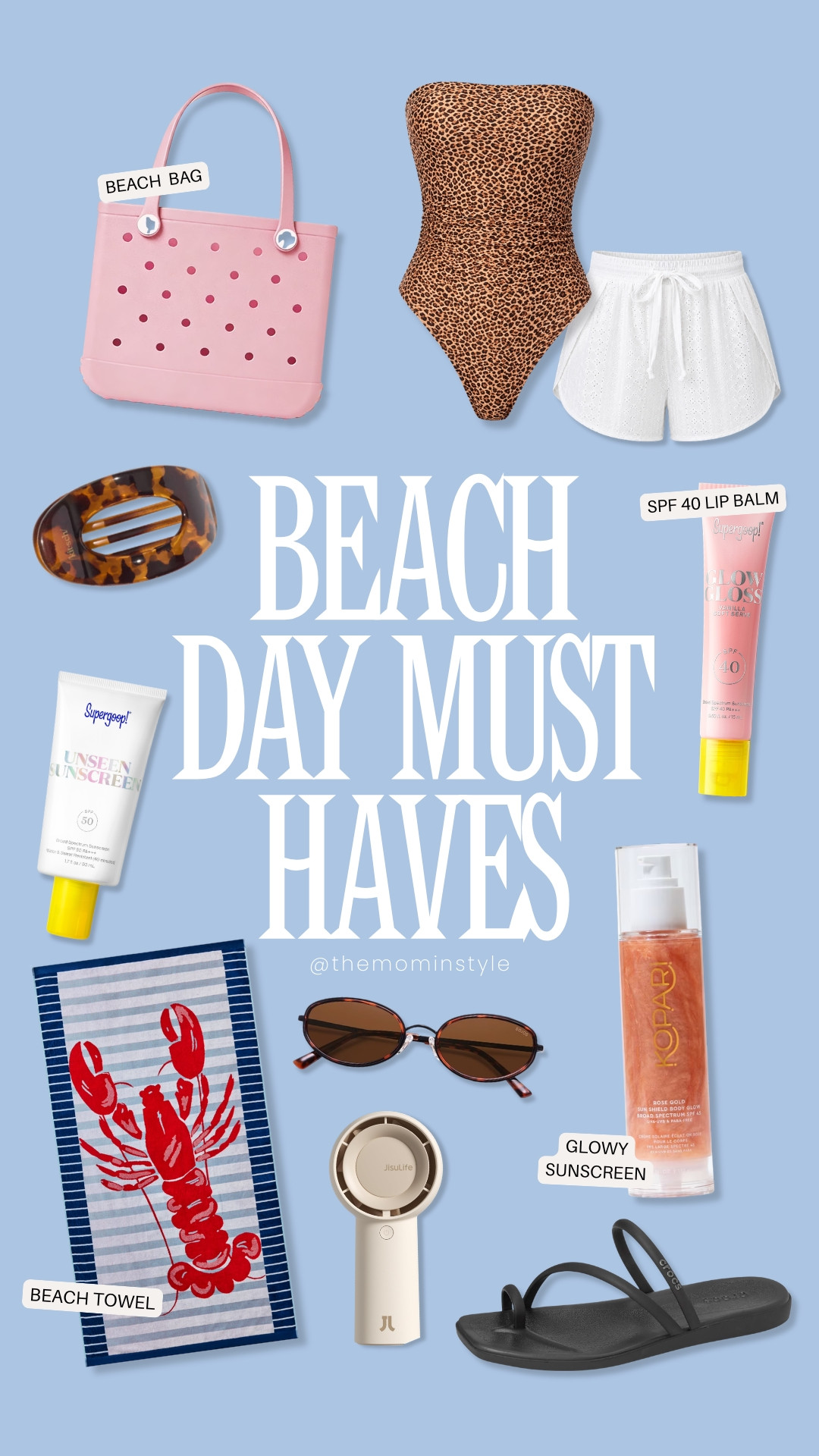 Heading to the beach? Don’t forget these must-haves for a fun summer day in the sun! From a chic leopard swimsuit and breezy white shorts to protective SPF lip balm, glowy sunscreen, and a vibrant beach towel, these essentials keep you stylish and sun-safe all day. Pair with a practical beach bag, comfy sandals, and trendy shades for the ultimate beach-ready look.

beach day essentials, leopard swimsuit, white beach shorts, SPF lip balm, glowy sunscreen, beach bag, beach towel, summer sandals, themominstyle

#LTKOver40 #LTKSwim #LTKTravel