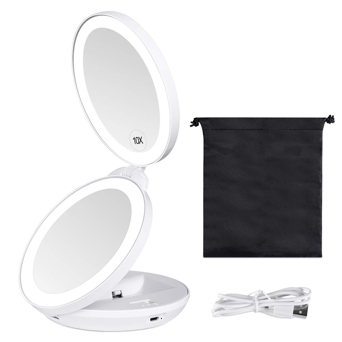 KEDSUM Upgraded Rechargeable LED Lighted Travel Magnifying Mirror, 1X/10X Magnification Compact M... | Amazon (US)