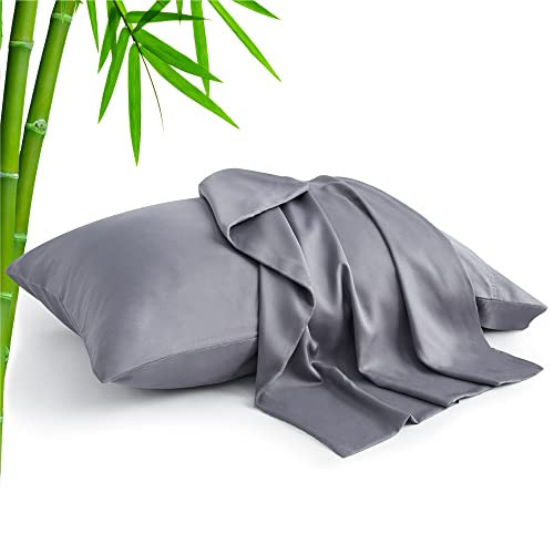 BEDELITE Pillow Cases Standard Size Set of 2, Rayon Derived from Bamboo, Cooling Pillow Cases for Hot Sleepers & Night Sweats, Breathable and Silky Soft Envelope Pillowcases(Grey, 20"x26") | Amazon (US)