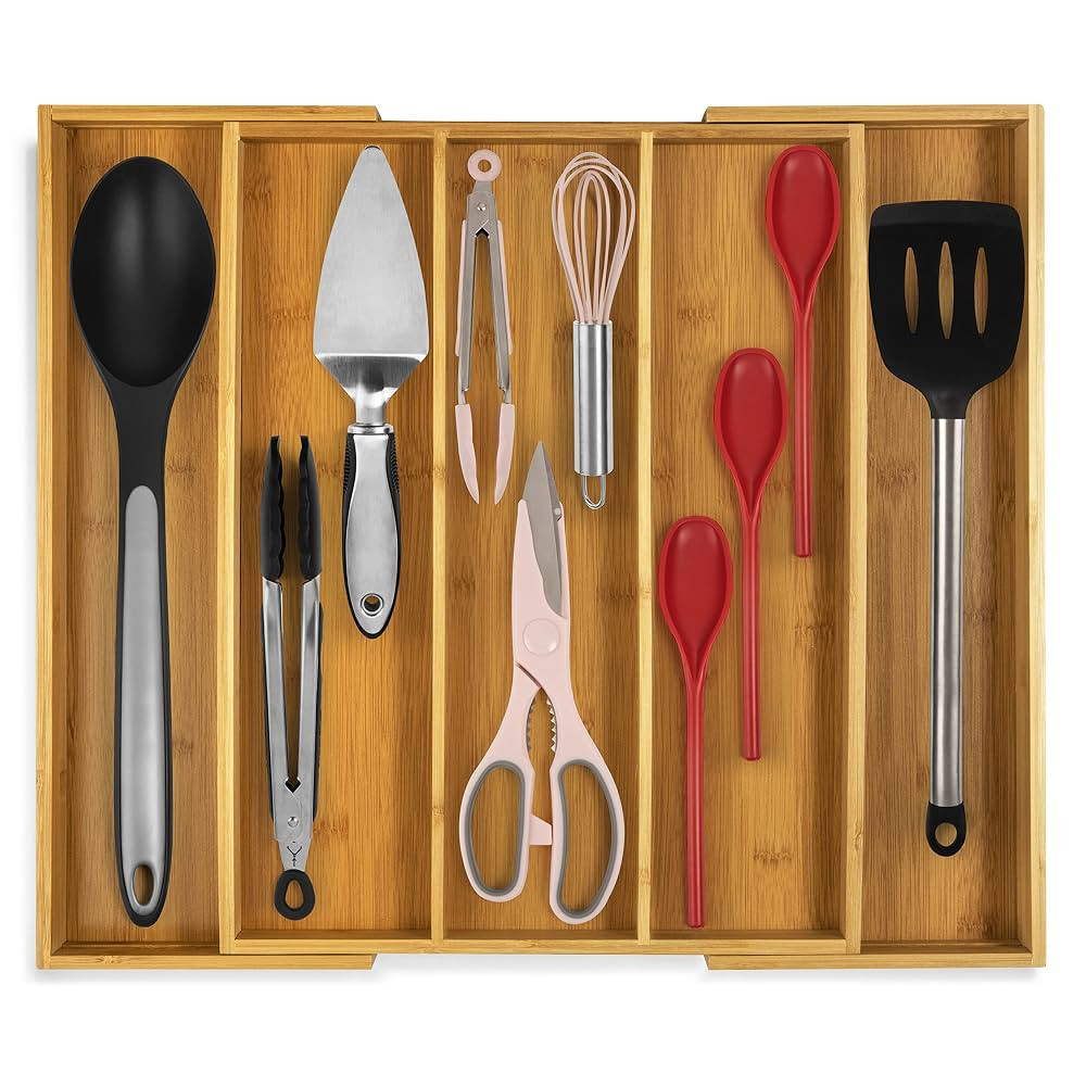 Purawood Kitchen Drawer Organizer - Expandable Utensil Drawer Organizer for Kitchen, Cutlery Tray... | Amazon (US)