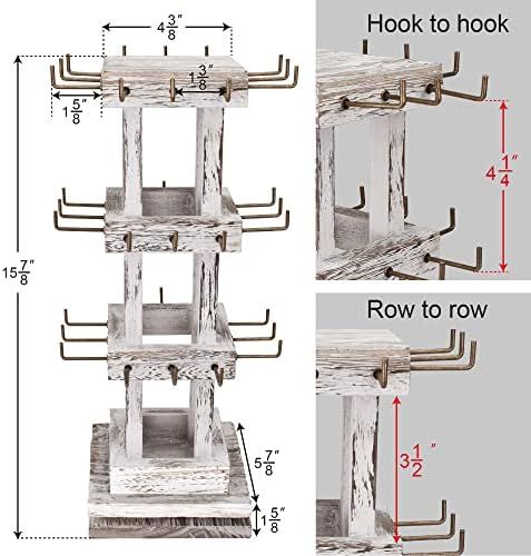 Ikee Design Natural Wood Rotating 36 Hooks Jewelry Tower, Spinning Earring Card Storage Display Hold | Amazon (US)