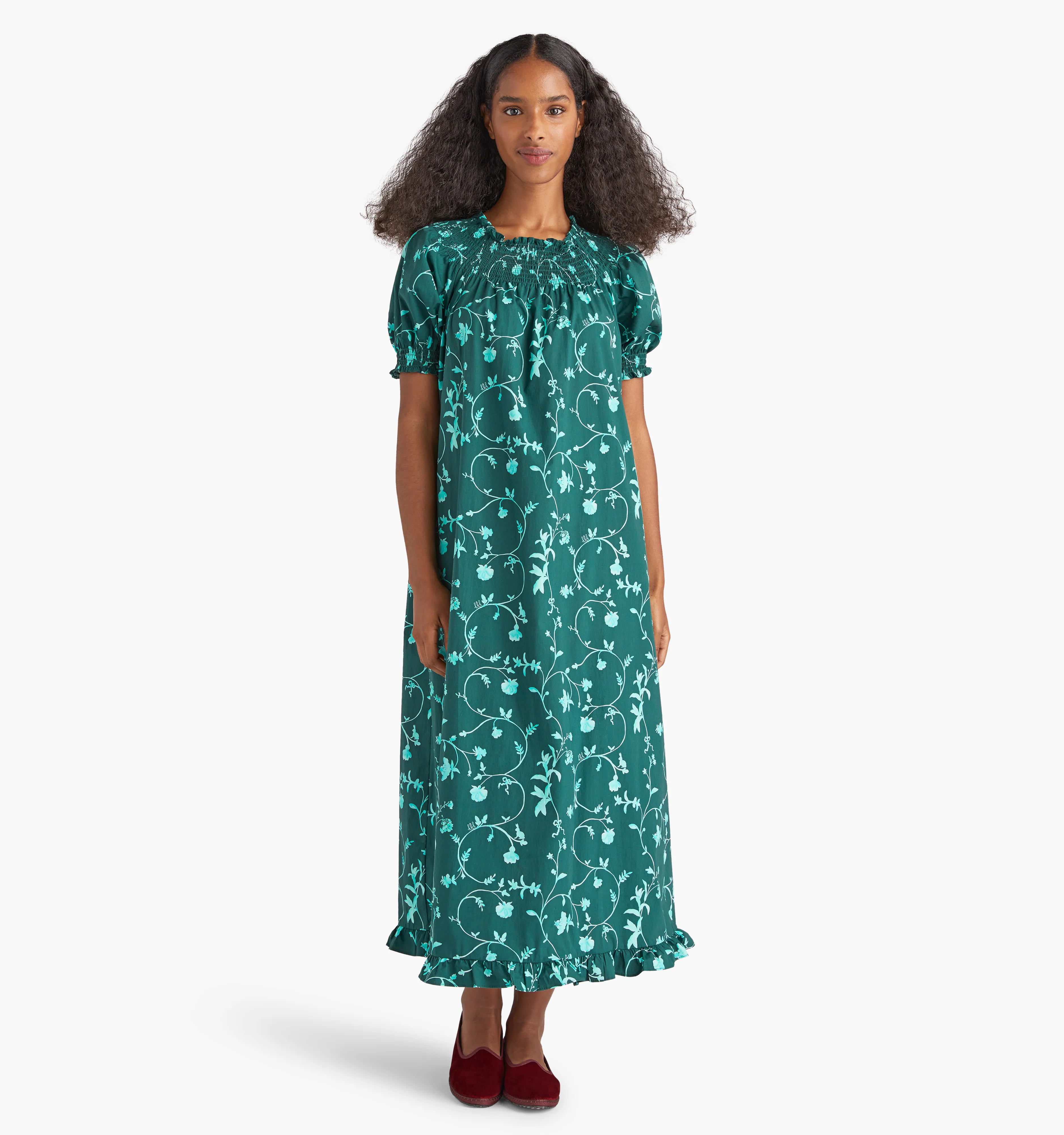 The Caroline Nap Dress - Blue Botanical | Hill House Home