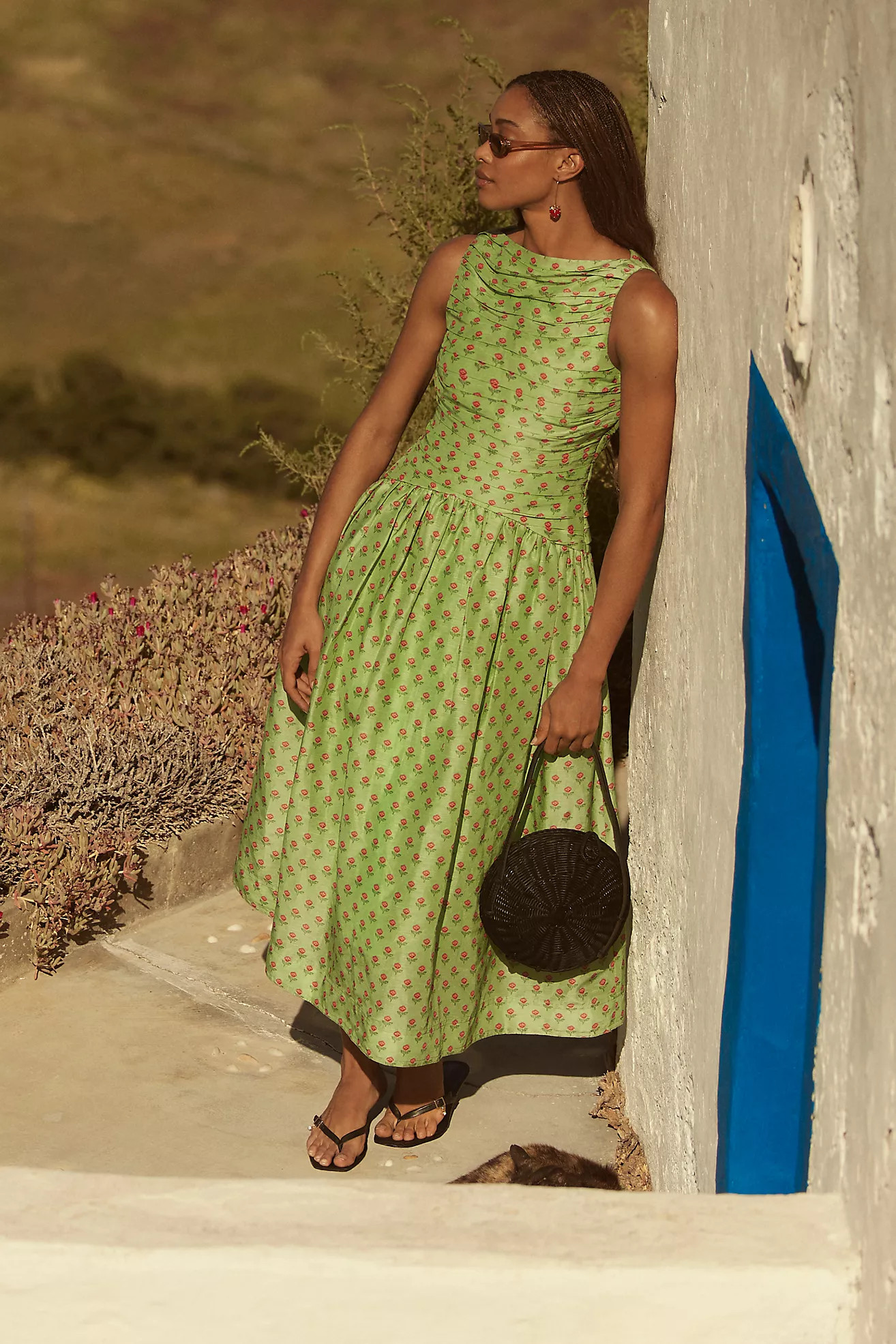 Lovaan Val Sleeveless Ruched Linen-Silk Dress | Anthropologie (US)