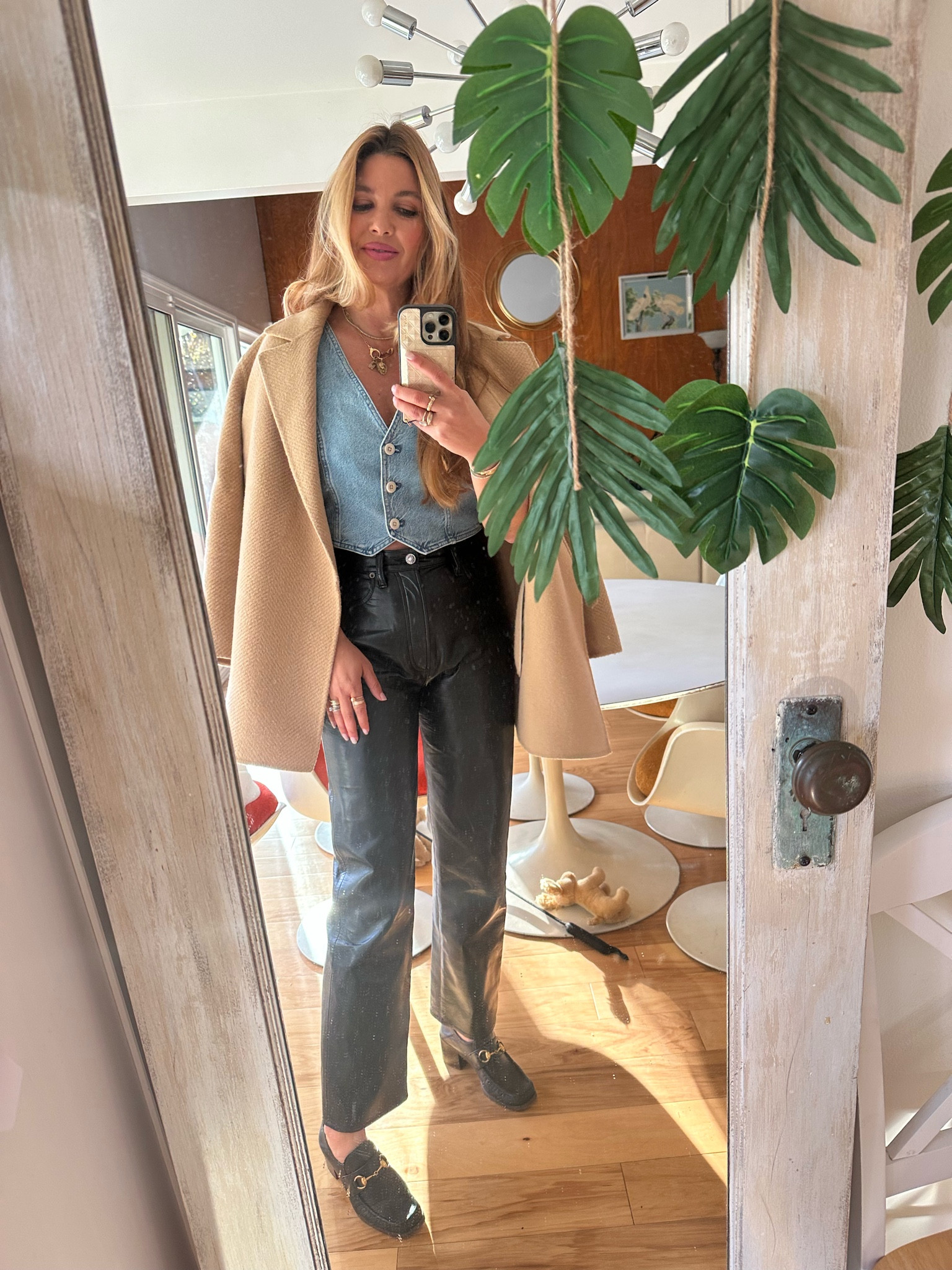 Denim vest, beige blazer, leather pants, penny loafers 

Somehow these pieces just work together ⚡️
Lip mix: Sisley Chocolat liner, au naturale Trenchcoat + Anna Sui 305 👄
Vest-6 (thick enough to skip a bra and so wearable…I’ve already reached for this on 3 separate occasions and I got it last week)
Pants-27
Blazer-medium
Loafers-TTS
Hot rollers-use beautyprofessort320 for 20% off 

#LTKFind #LTKbeauty #LTKshoecrush