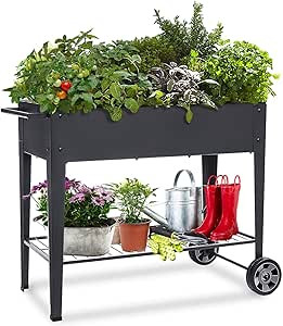 FOYUEE Raised Planter Box with Legs Outdoor Elevated Garden Bed On Wheels for Vegetables Flower H... | Amazon (US)