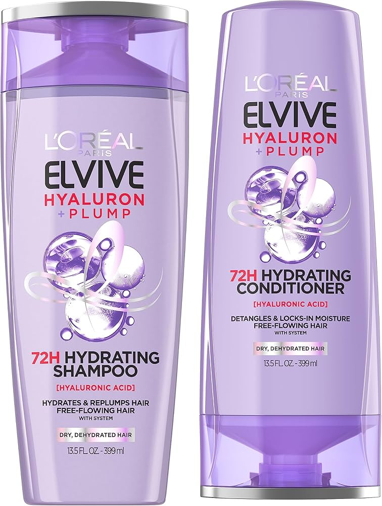 L'Oreal Paris Elvive Hyaluron Plump Hydrating Shampoo & Conditioner for Dehydrated, Dry Hair Infu... | Amazon (US)