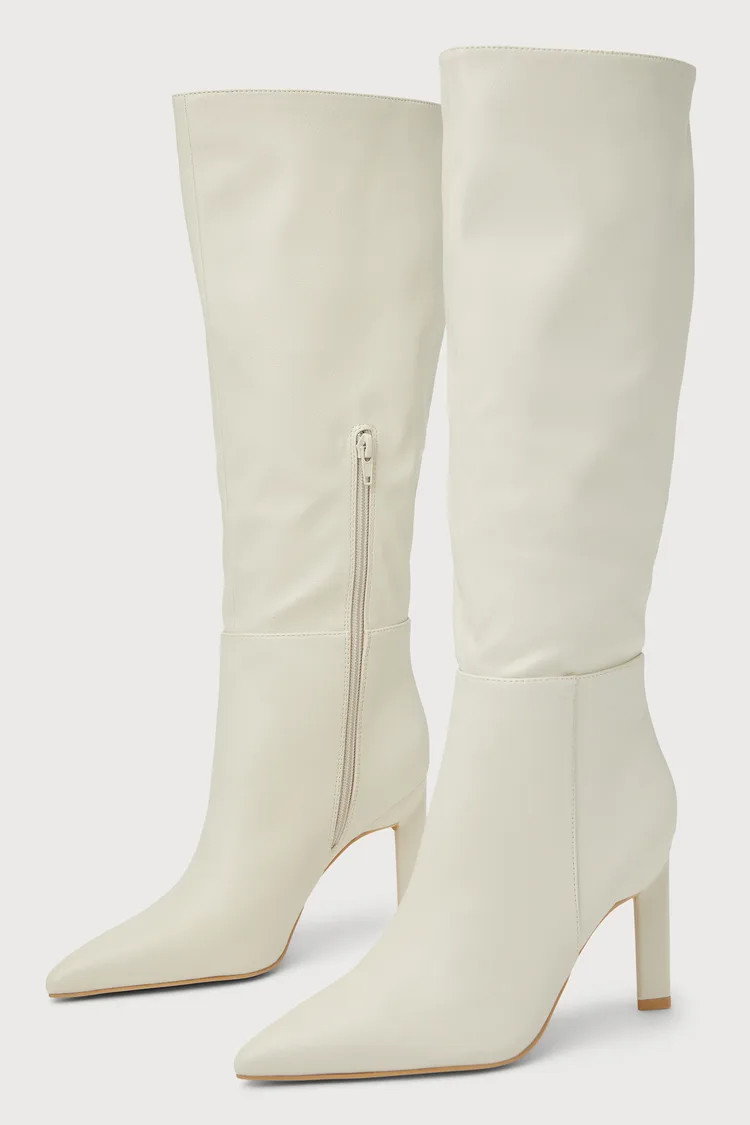 Olivet Cream Pointed-Toe Knee-High Boots | Lulus