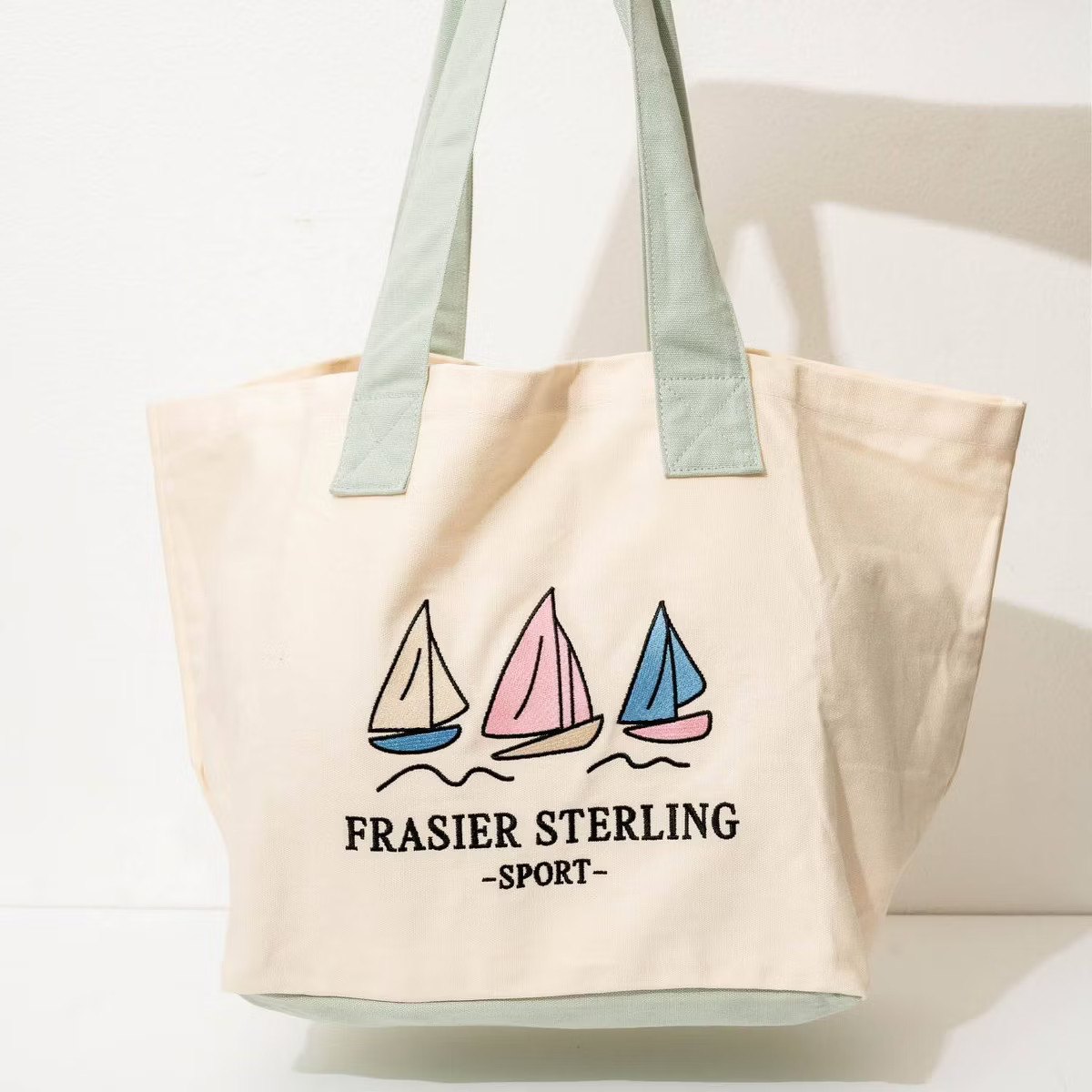 Frasier Sterling Sport Sail Boats Tote Bag Cream/Mint | Target