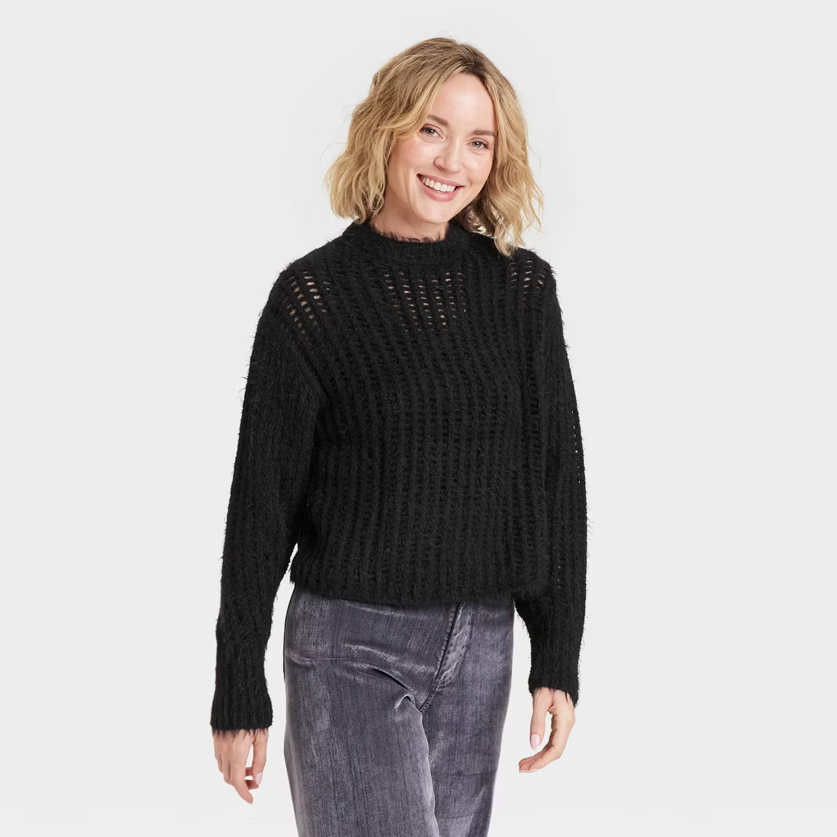 Women's Crewneck Openwork Pullover Sweater - Universal Thread™ | Target