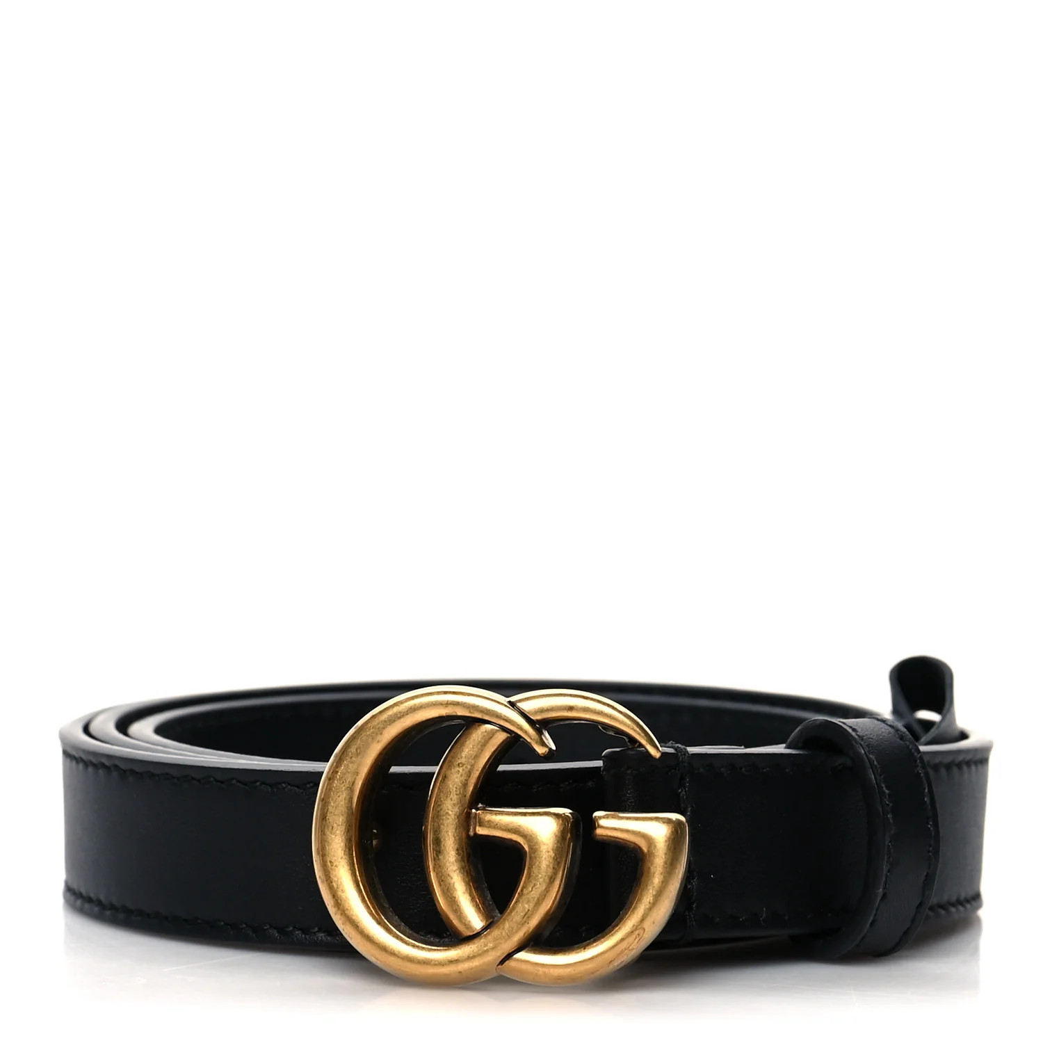 GUCCI Calfskin Double G 20mm Belt 80 32 Black | FASHIONPHILE (US)
