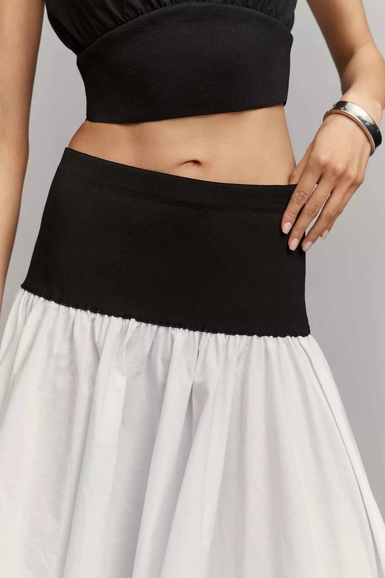 By Anthropologie Cotton Twofer Drop-Waist Midi Skirt | Anthropologie (US)