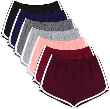 URATOT 7 Pack Cotton Sports Shorts Summer Yoga Dance Pants Breathable Workout Running Shorts Dolp... | Amazon (US)