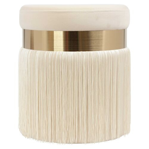 Lila Tasseled Ottoman, Cream | One Kings Lane