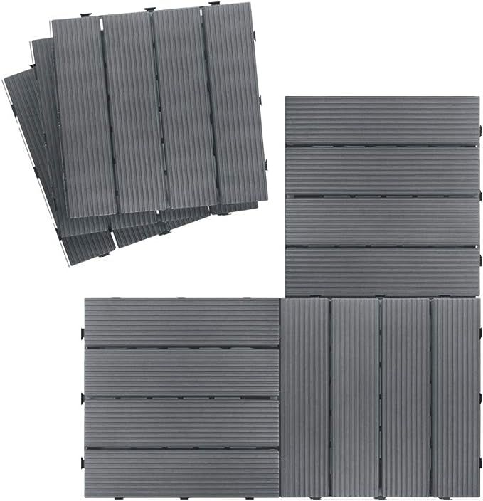 Outdoor Interlocking Flooring Tiles, Weather Resistant and Anti-Slip Patio Pavers, Outdoor Four S... | Amazon (CA)