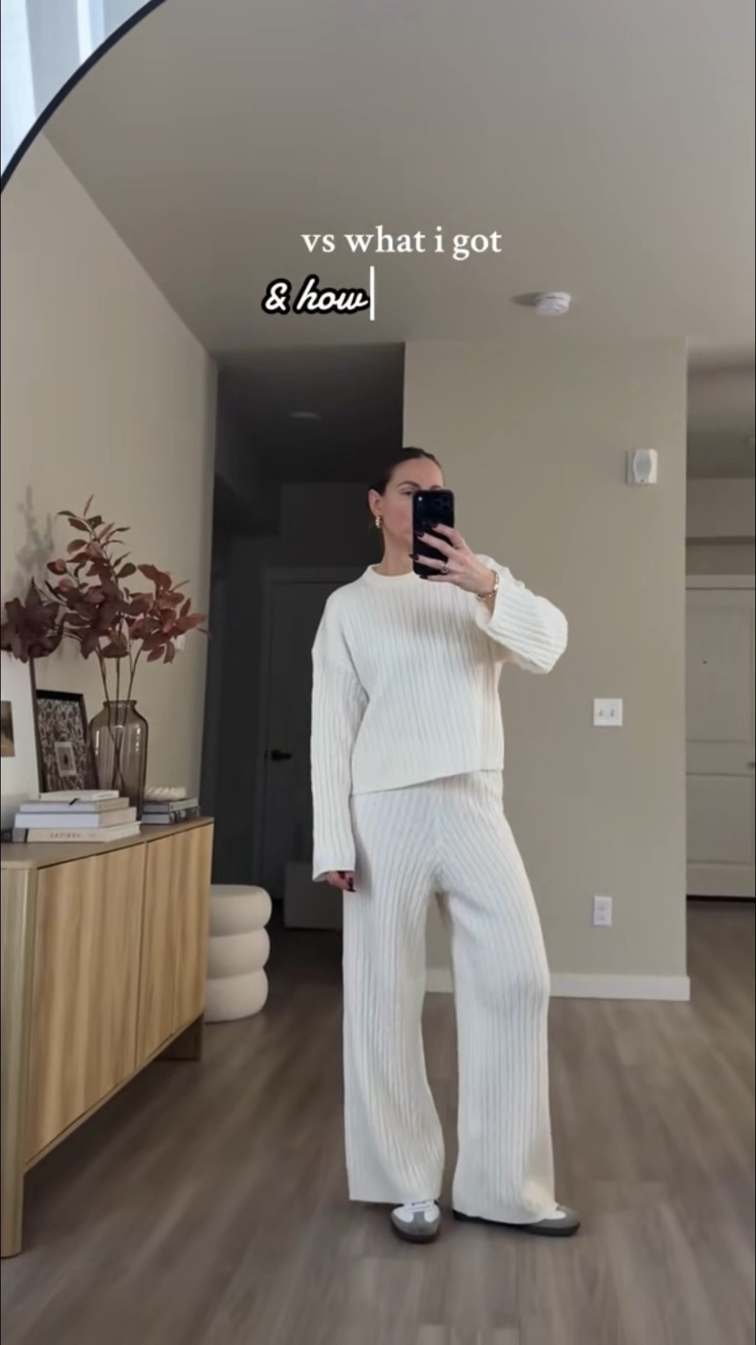 the viral amazon cable knit loungewear set and oversized plaid coat.  i'm 5'7 wearing Small  suede tote bag in coffee color 