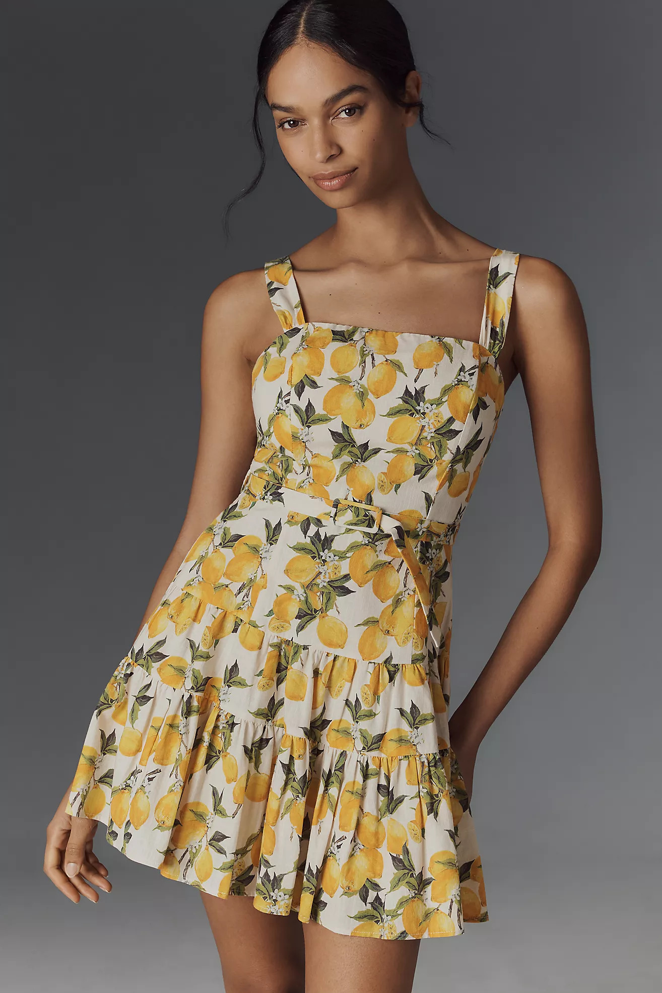 En Saison Blanca Sleeveless Belted Tiered Mini Dress | Anthropologie (US)