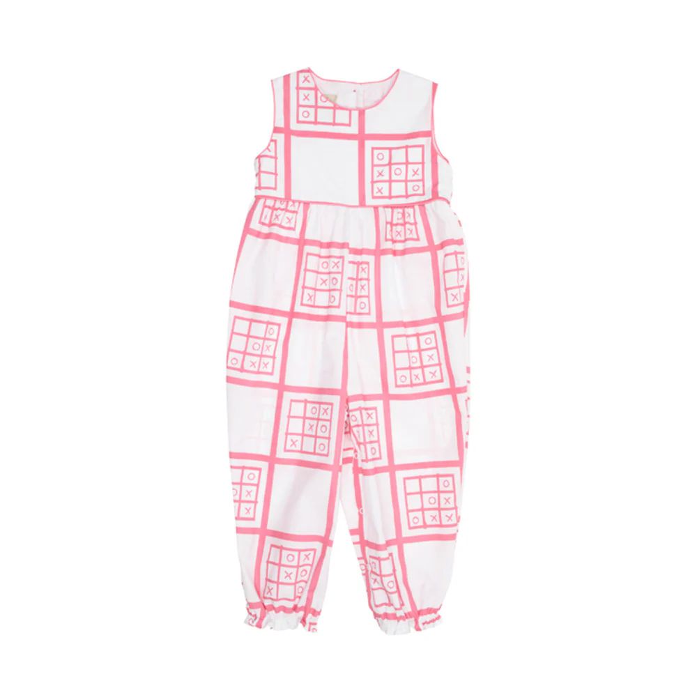 Sleeveless Rebecca Romper - X's & O's with Hamptons Hot Pink | The Beaufort Bonnet Company