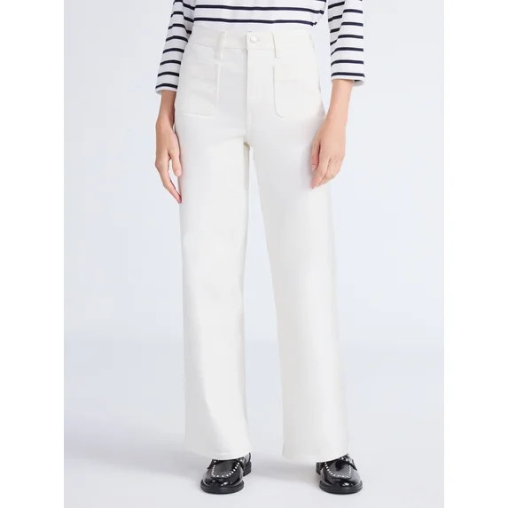 Free Assembly Women's Wide Leg Jeans with Patch Pockets, 30", 32", and 34" Inseams, Sizes 0-26 Pl... | Walmart (US)