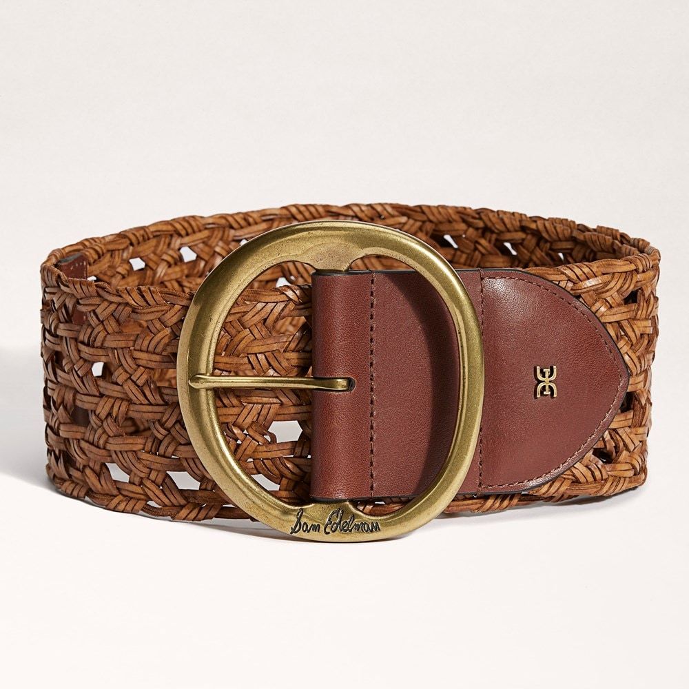 70 MM Woven Leather Belt | Sam Edelman
