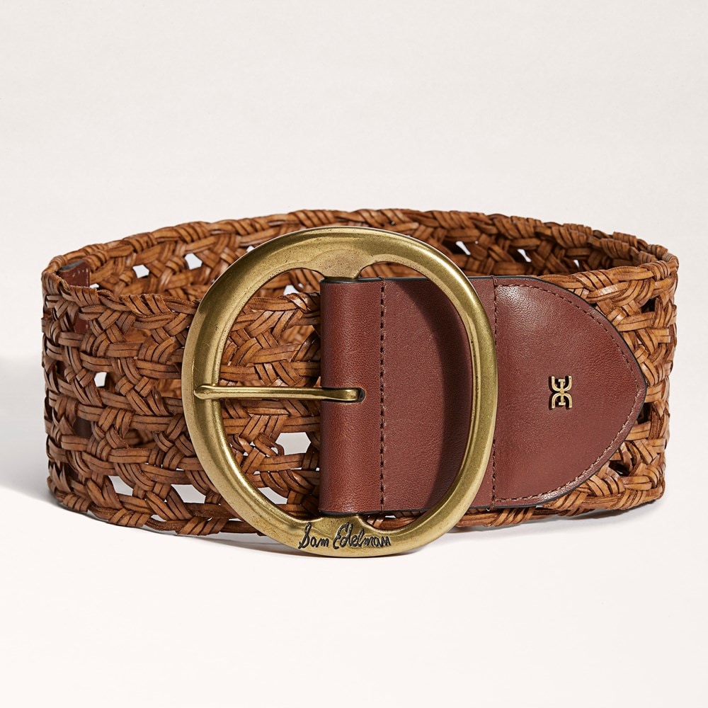 70 MM Woven Leather Belt | Sam Edelman