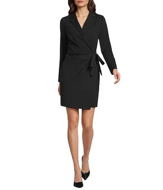 Alex Marie Celina Stretch Ponte Long Sleeve Mini Wrap Dress | Dillard's | Dillard's