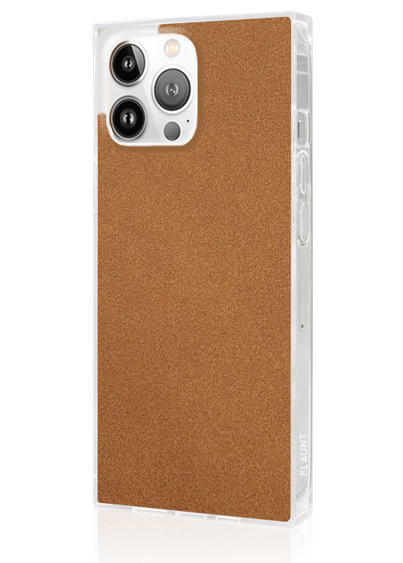 SQUARE® Tan Suede Faux Leather iPhone Case | FLAUNT