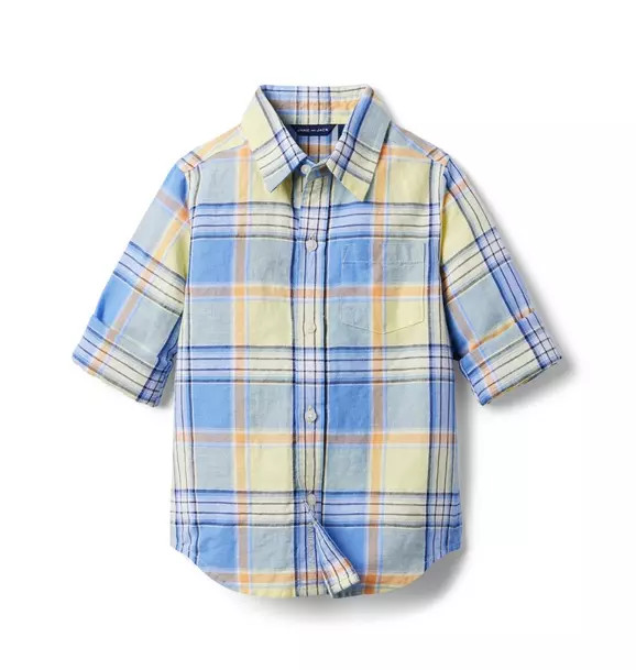 Plaid Linen Roll-Cuff Shirt | Janie and Jack