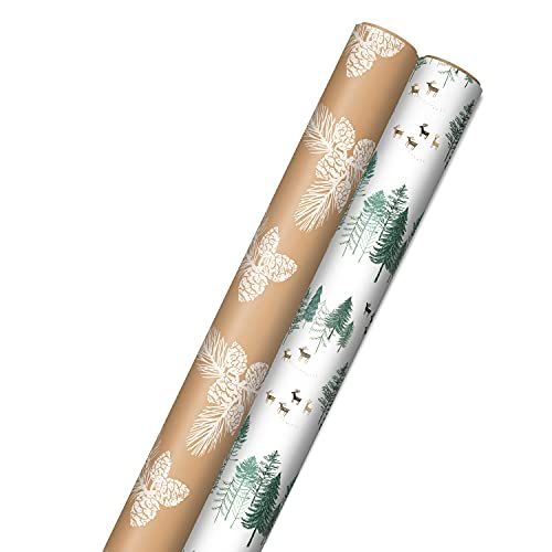 Brown Kraft White Pine Cones Wrapping Paper | Amazon (US)