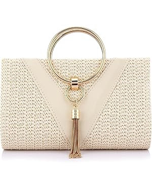 Women Straw Bag Crossbody Clutch Evening Clutch Purse Beach Shoulder Handbag | Amazon (US)