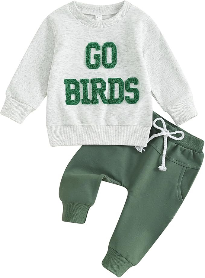Toddler Baby Boy Football Outfit Sundays Are for The Birds Sweatshirt Top Jogger Pants Set Game D... | Amazon (US)