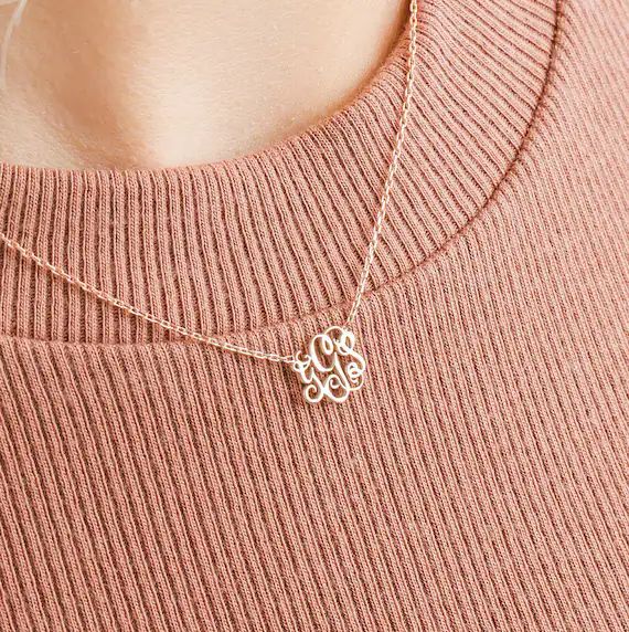 Dainty Monogram Necklace Custom Monogram Necklace - Etsy | Etsy (US)