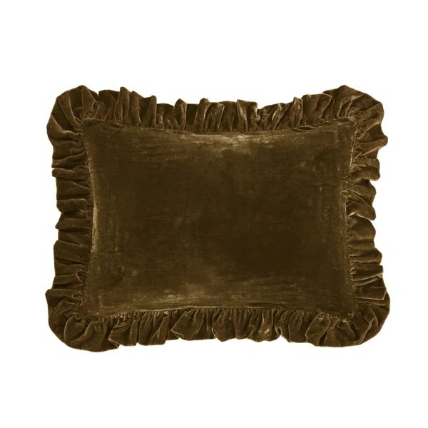Annita Solid Faux Silk Velvet Ruffled Romantic Western 16x21 inch Oblong Pillow | Wayfair North America