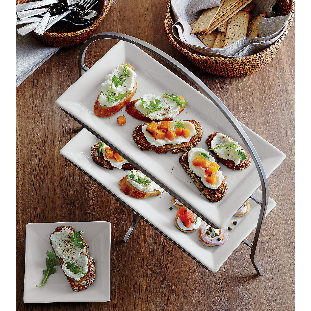 Cambridge Two-Tier Server with Plates + Reviews | Crate & Barrel | Crate & Barrel