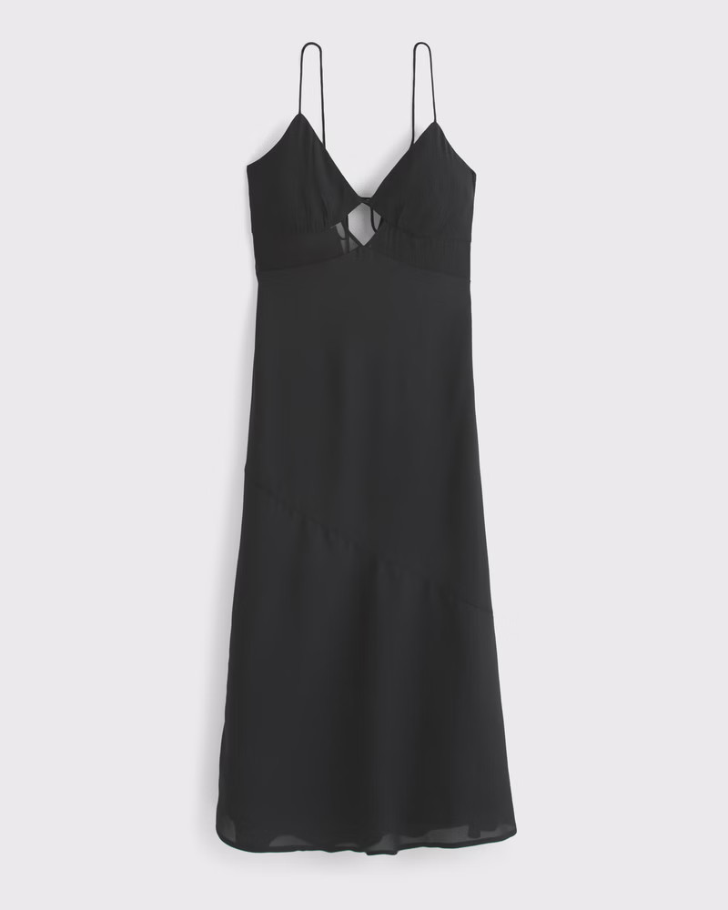 Tie-Back Sheer Slip Midi Dress | Abercrombie & Fitch (US)